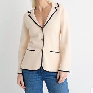 J. Crew Contrast-Trim Waister Sweater - Blazer Champagne Black